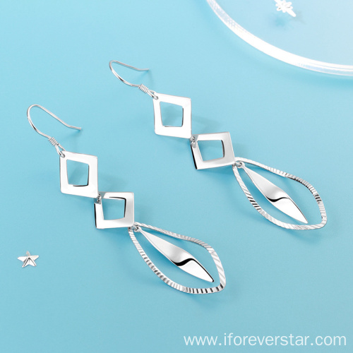 Trendy 925 Silver Dangle Earrings Geometry Ladies Earrings